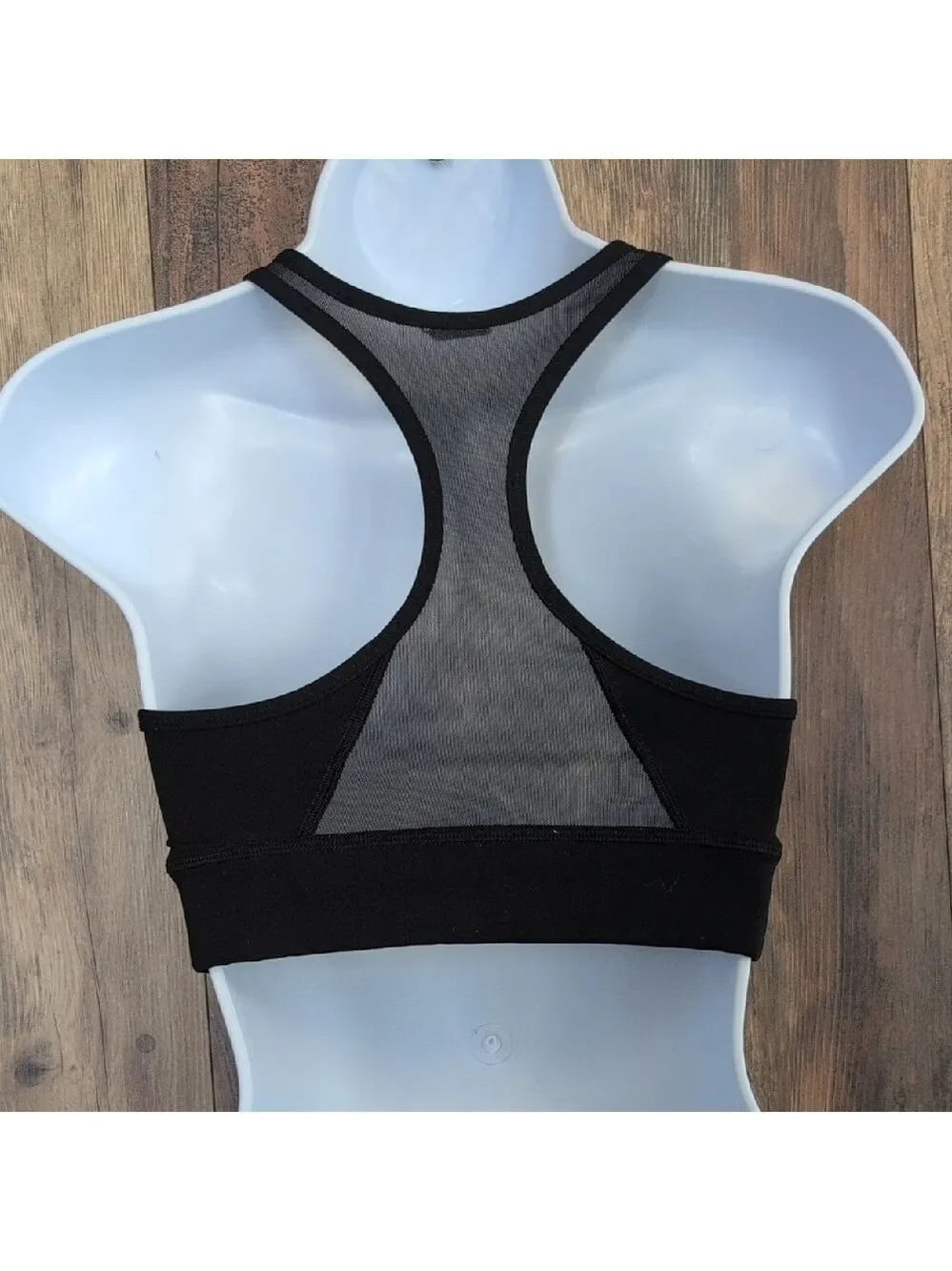 The North Face Black/White Sheer Back Strap Activewear Sports Bra M